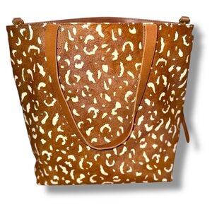 MADEWELL The Medium Transport Tote: Printed Calf Hair Edition Pecan Multi